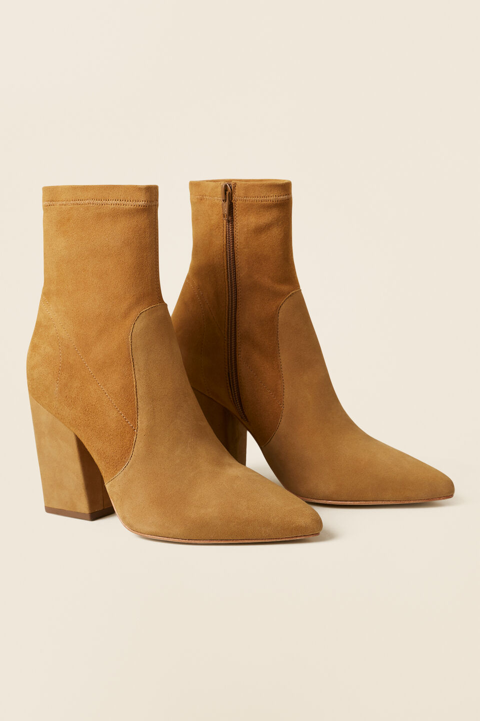 Kylie Suede Stretch Ankle Boot  Cognac