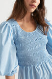 Poplin Shirred Mini Dress  Bluebell  hi-res