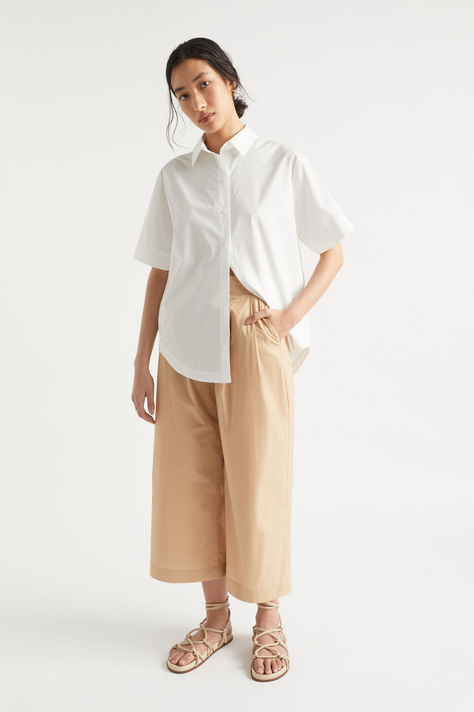 Cotton Pleat Front Pant  Light Chestnut