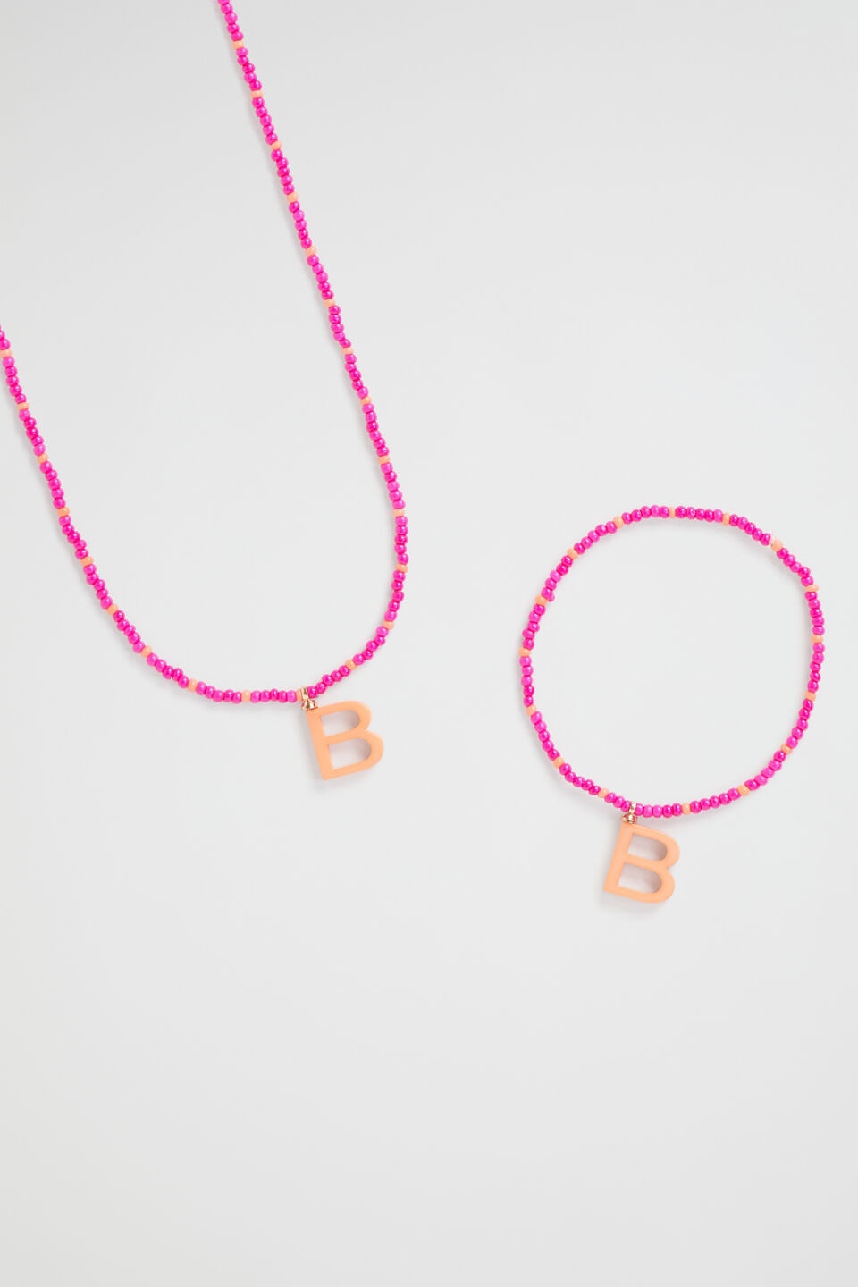 Initial Necklace and Bracelet Set  B