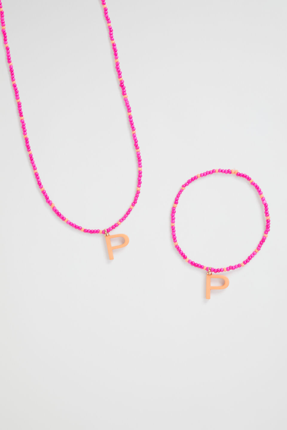 Initial Necklace and Bracelet Set  P