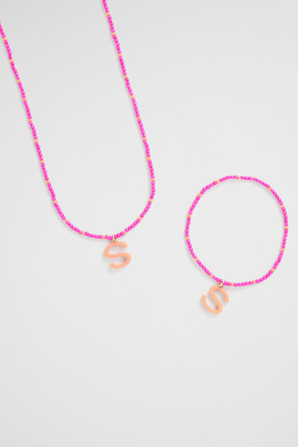 Initial Necklace and Bracelet Set  S