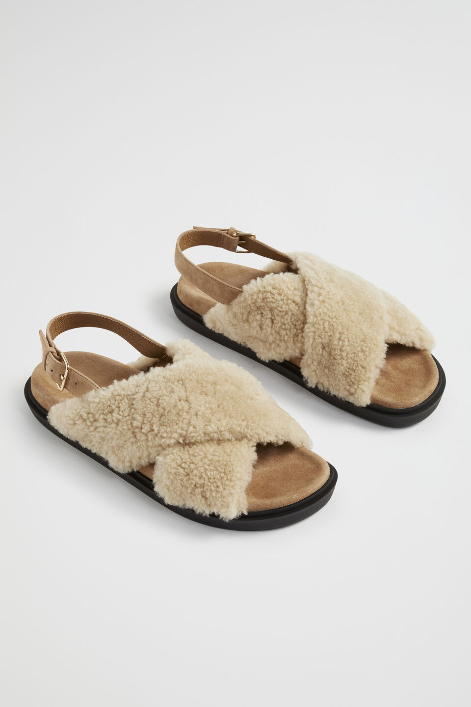 Maeve Shearling Slide  Cashew