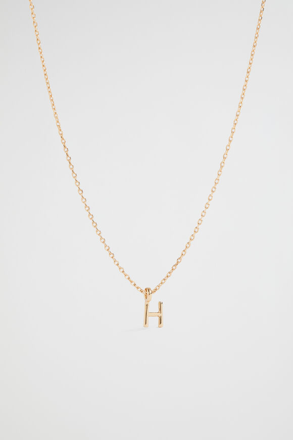 Gold Initial Necklace  H  hi-res