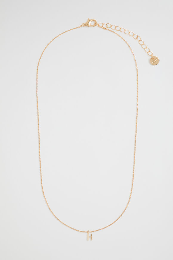 Gold Initial Necklace  H  hi-res
