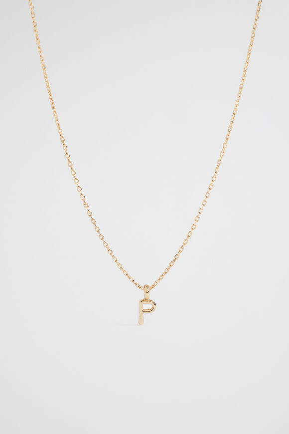 Gold Initial Necklace  P  hi-res