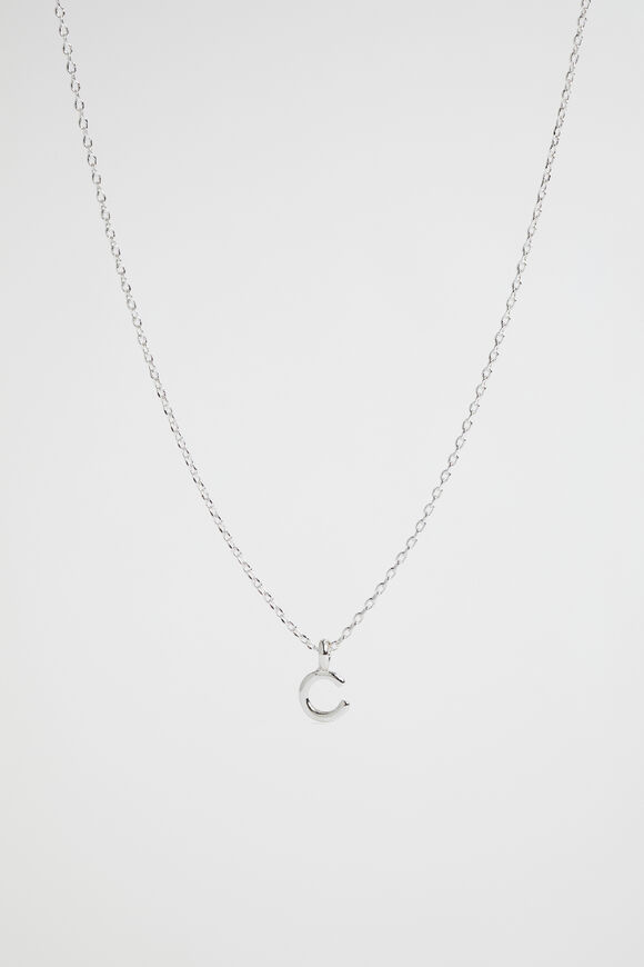 Silver Initial Necklace  C  hi-res
