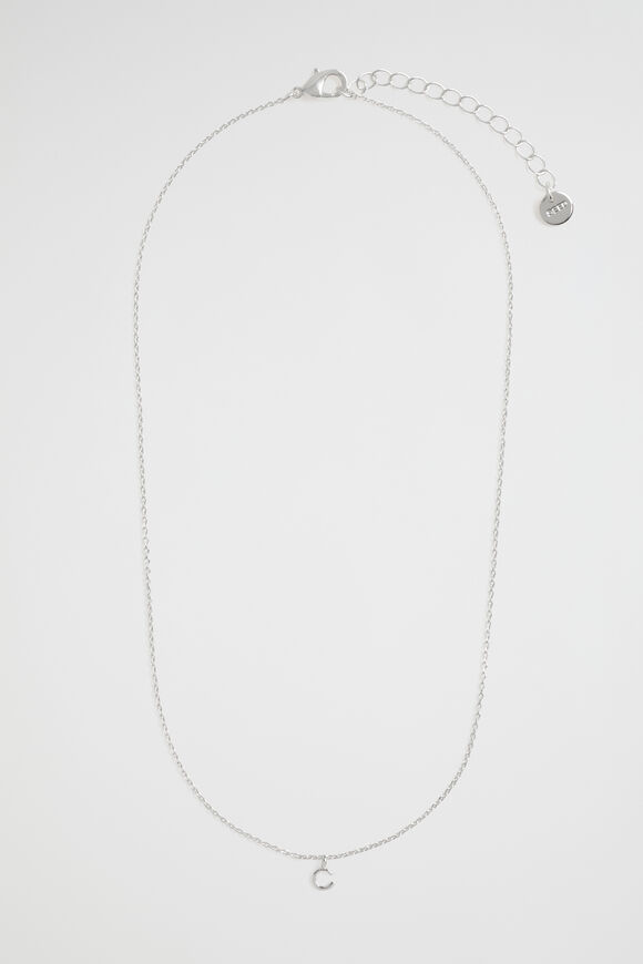 Silver Initial Necklace  C  hi-res