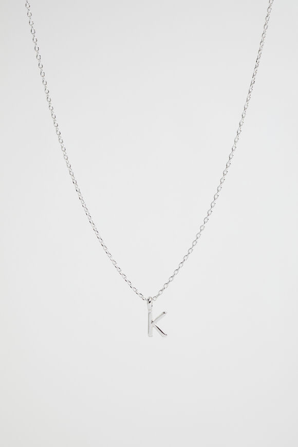 Silver Initial Necklace  K  hi-res