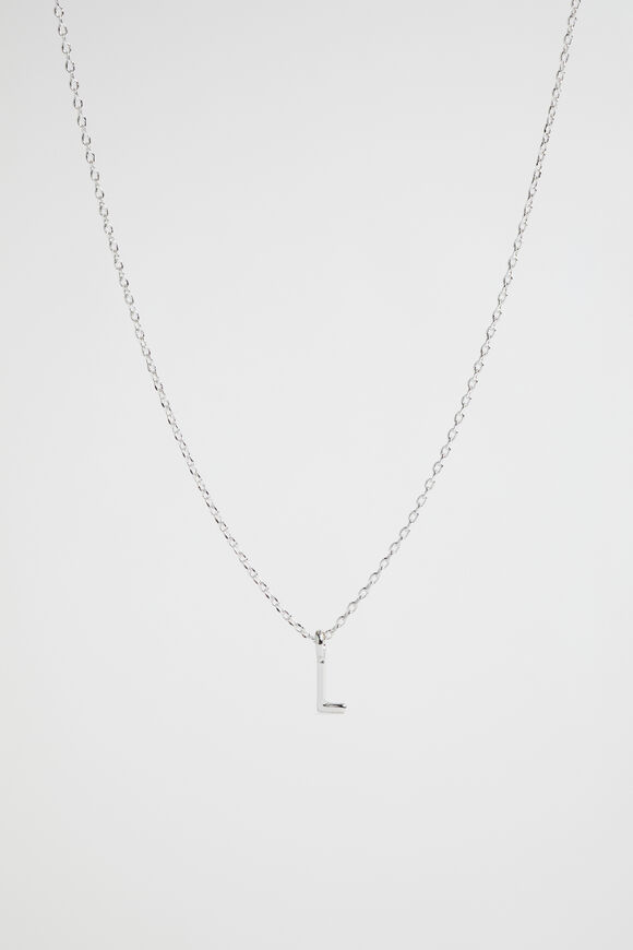 Silver Initial Necklace  L  hi-res