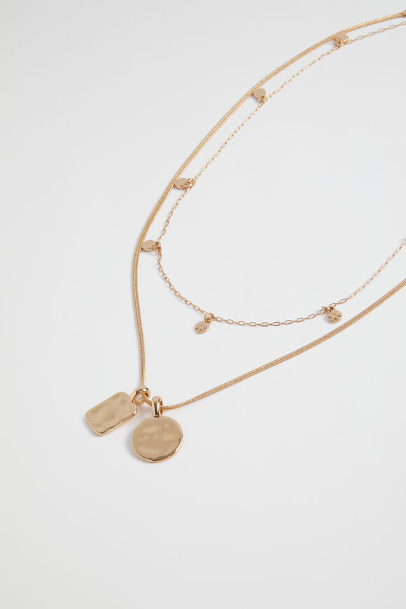 Layered Disc Necklace  Gold  hi-res