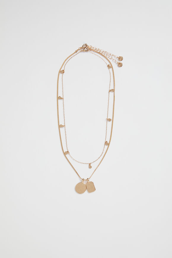 Layered Disc Necklace  Gold  hi-res