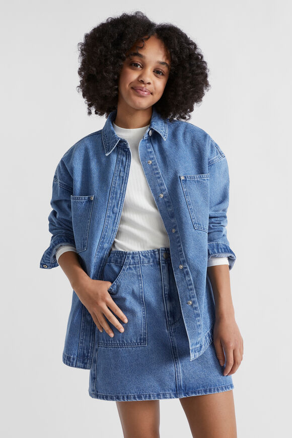 Denim Overshirt  Mid Blue  hi-res