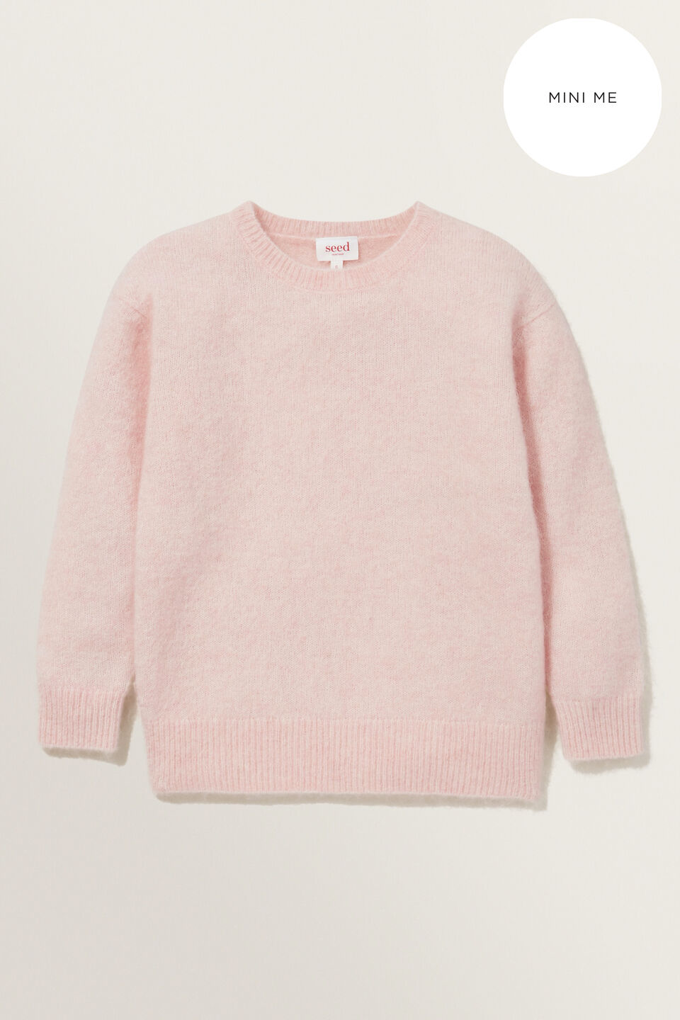 Mini Me Mohair Crew Neck Sweater  Ash Pink Marle