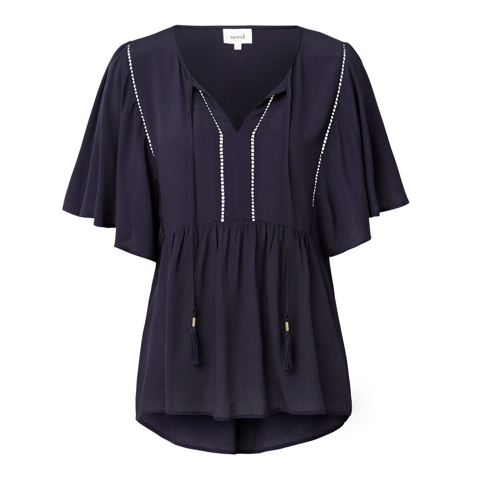 Tie Front Frill Blouse  
