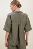 Short Sleeve Linen Shirt  Olive Khaki  hi-res