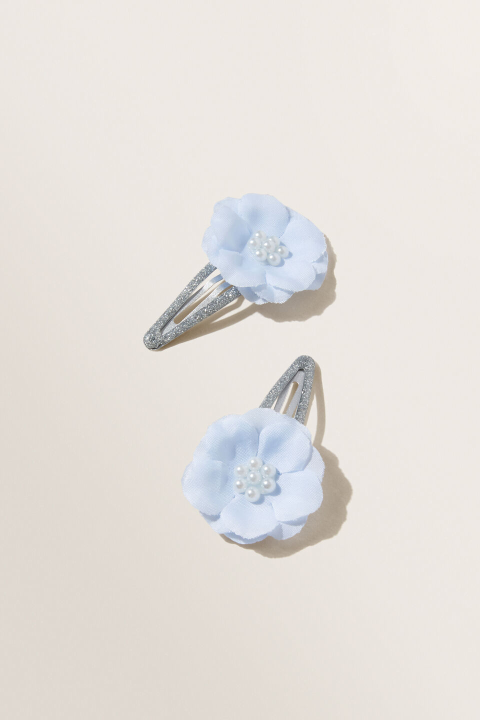 Party Flower Snap Clips  Baby Blue