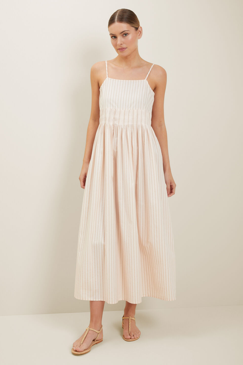 Stripe Voile Maxi Dress  Pale Blossom Stripe