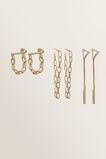 Paper Clip Chain Earring Pack  Gold  hi-res