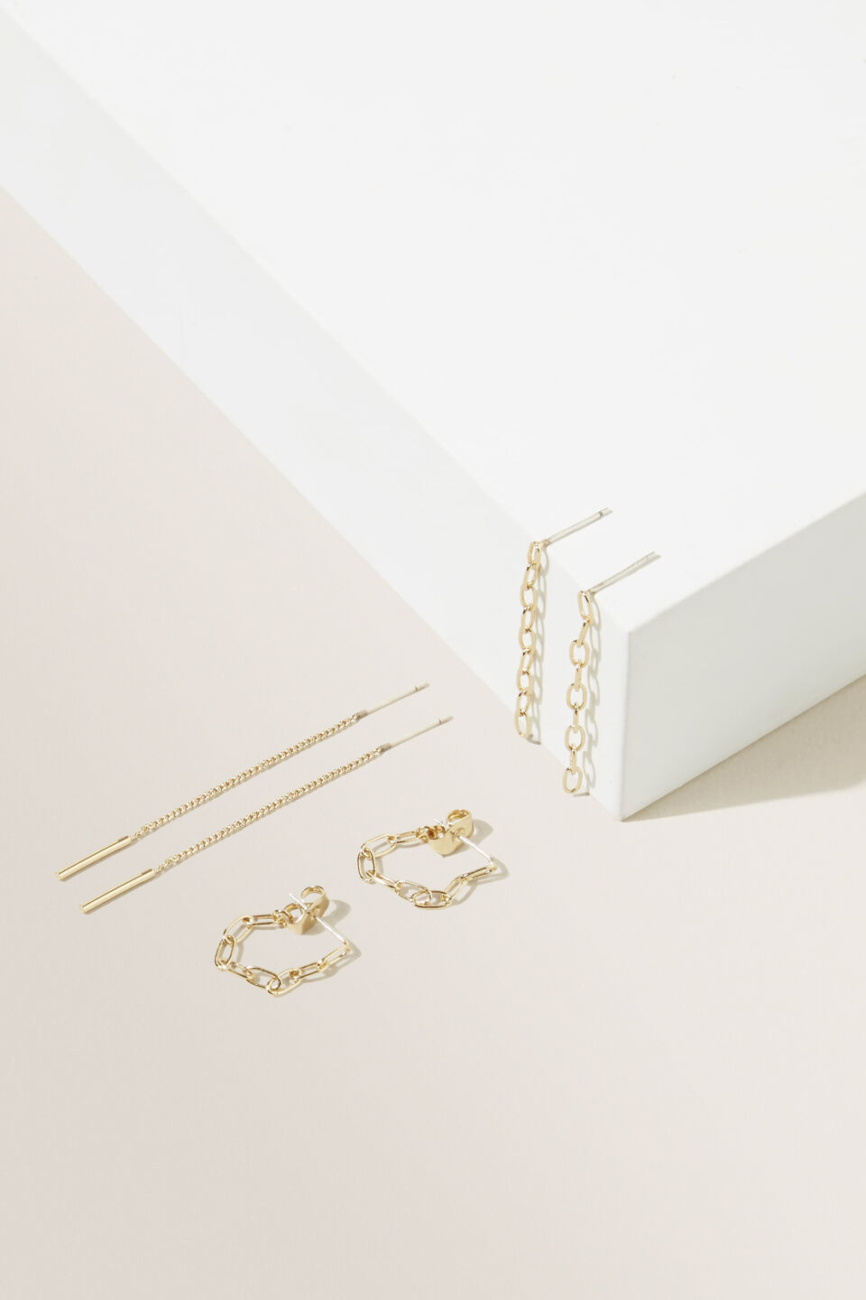 Paper Clip Chain Earring Pack  Gold