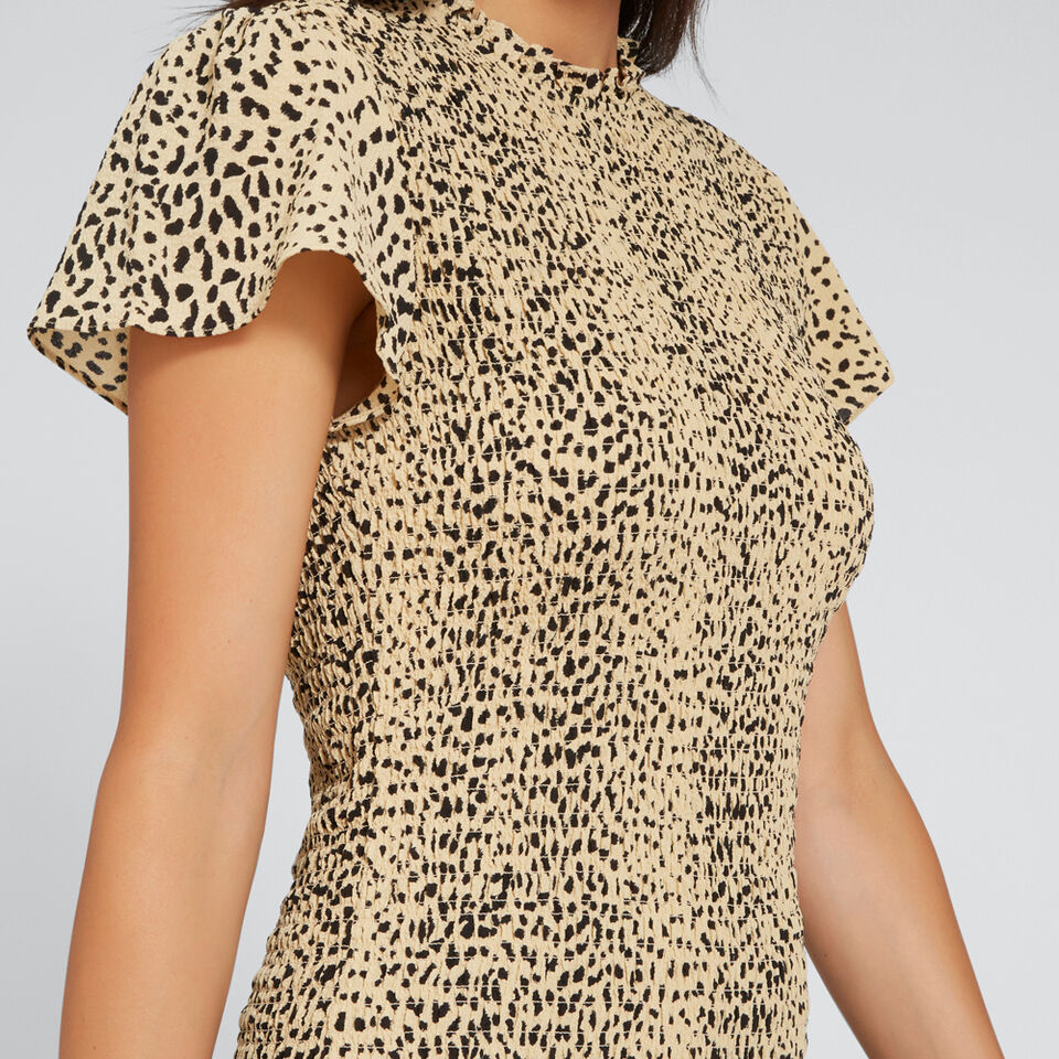 Shirred Animal Print Dress  