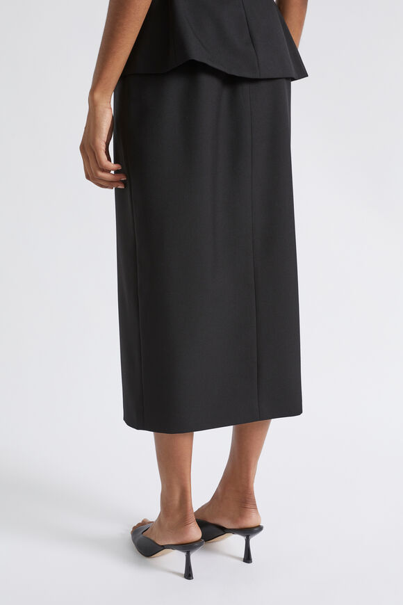 Wool Blend Split Front Skirt  Black  hi-res