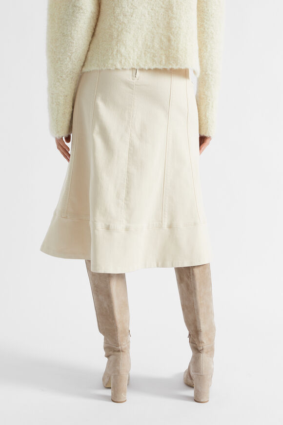 Denim Seam Panel Swing Skirt  Vanilla Cream  hi-res