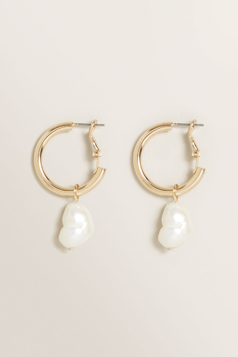 Drop Pearl Hoops  