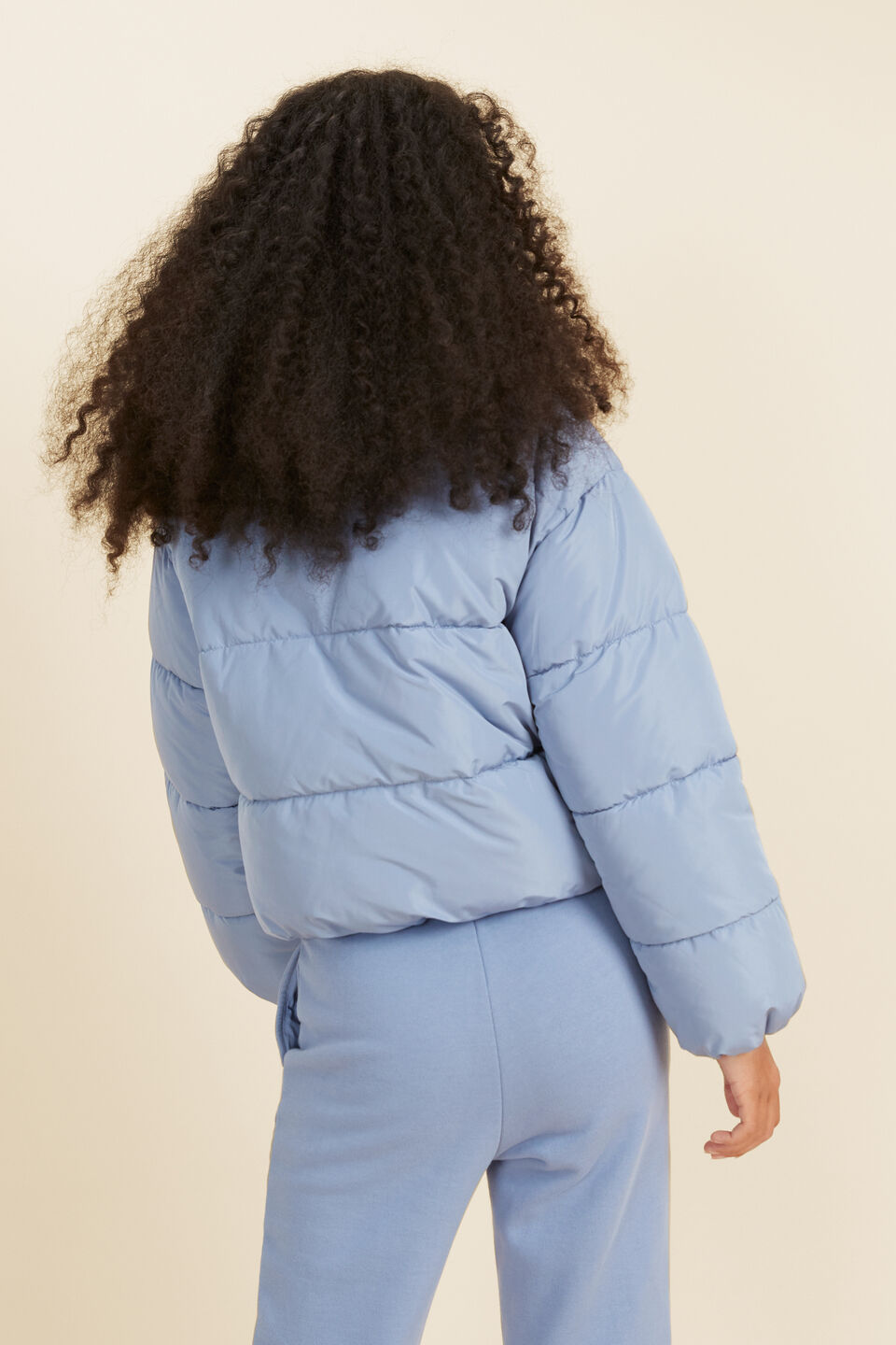 Crop Puffer Jacket  Powder Blue