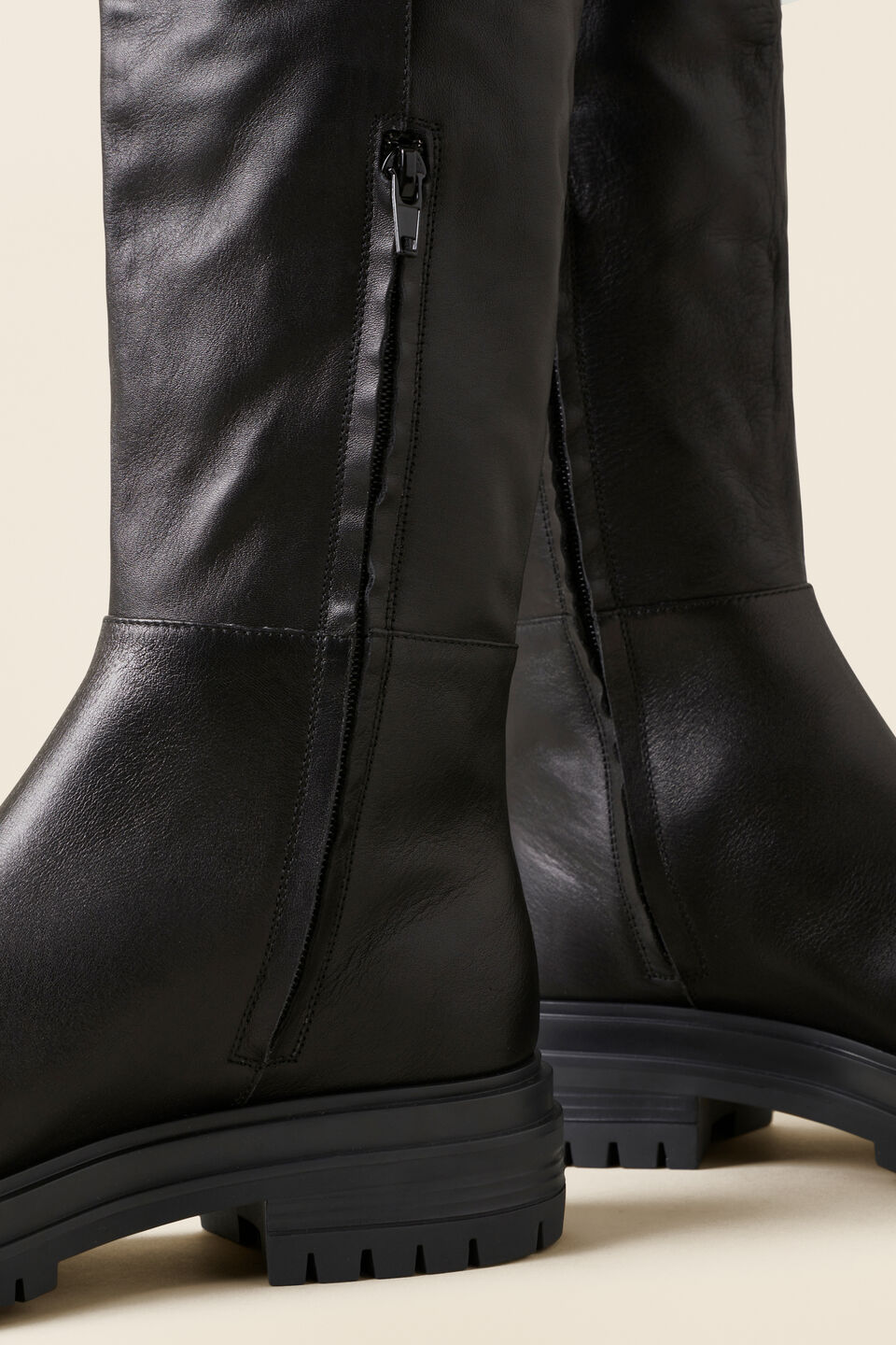Lara Leather Knee High Boot  Black