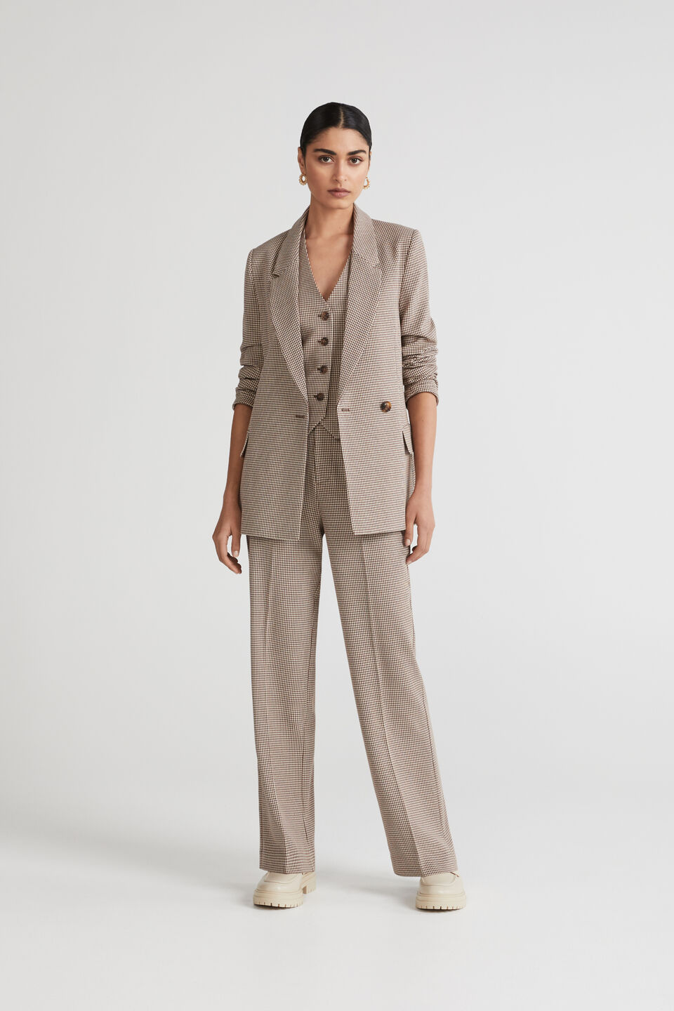 Houndstooth Suit Pant  Coconut Houndstooth