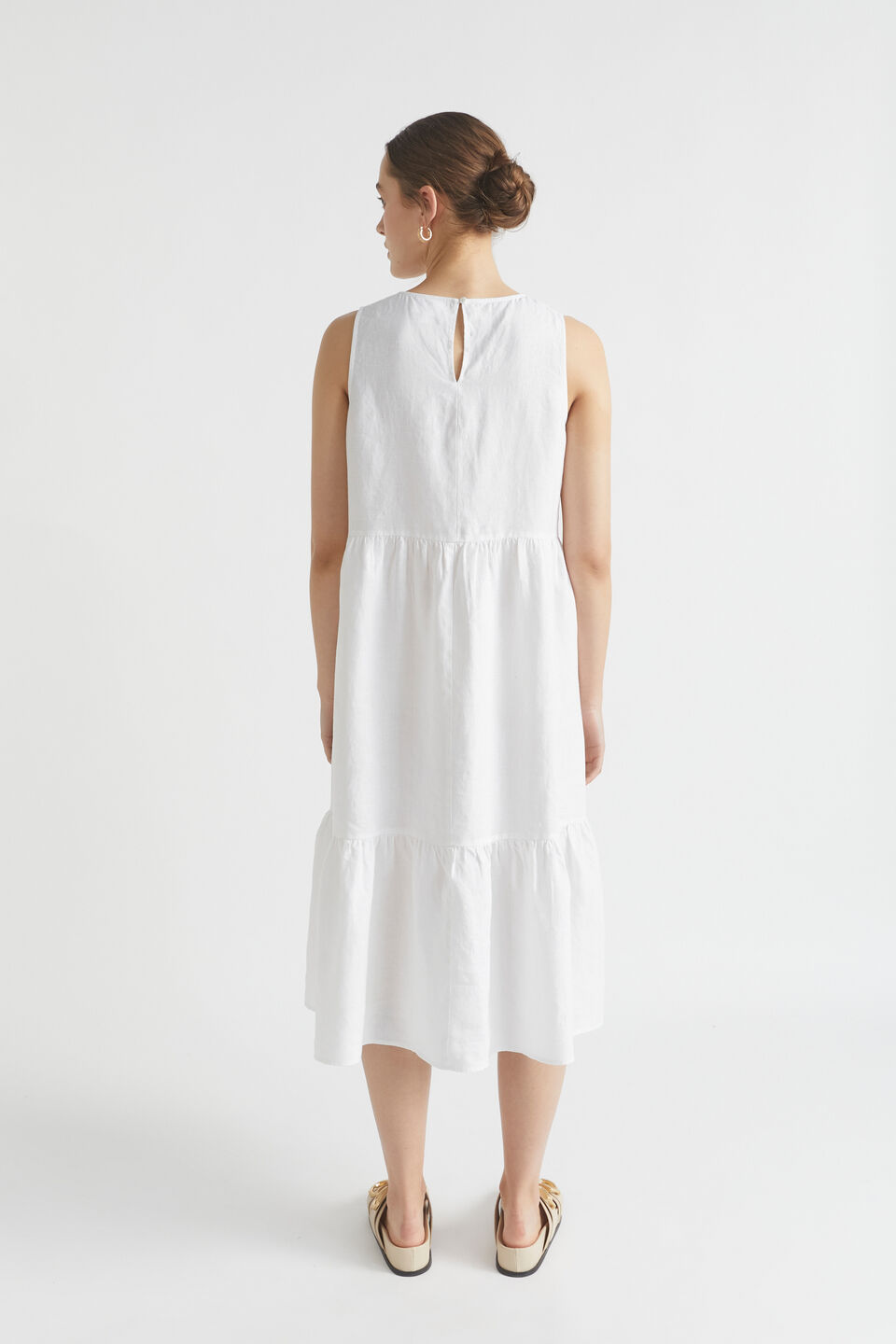 Core Linen Midi Dress  Whisper White