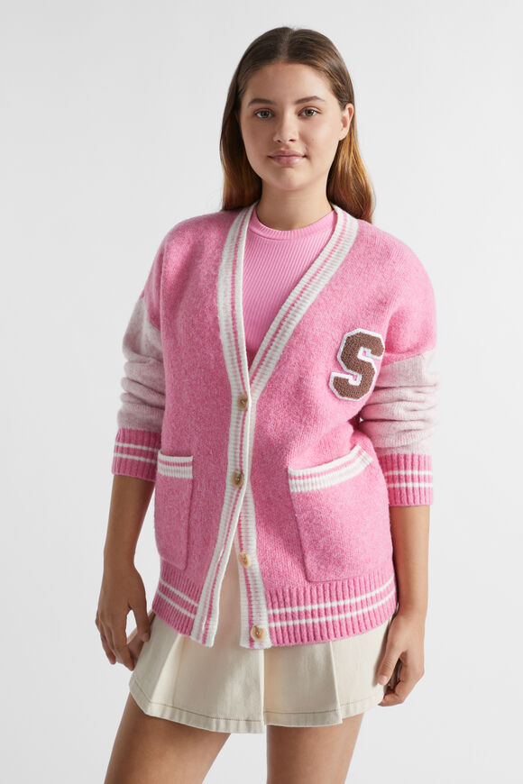 Varsity Knit Cardigan  Aurora Pink  hi-res