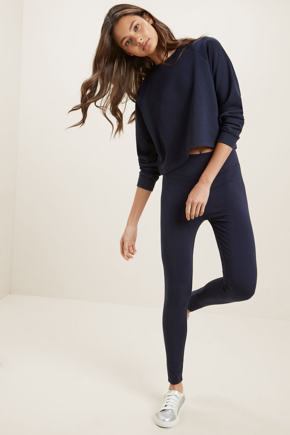 Cropped Sweater  Midnight Blue