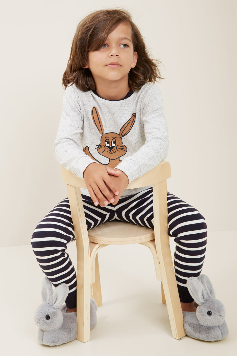 Bunny Stripe Long Sleeve Pyjamas  Cloudy Marle