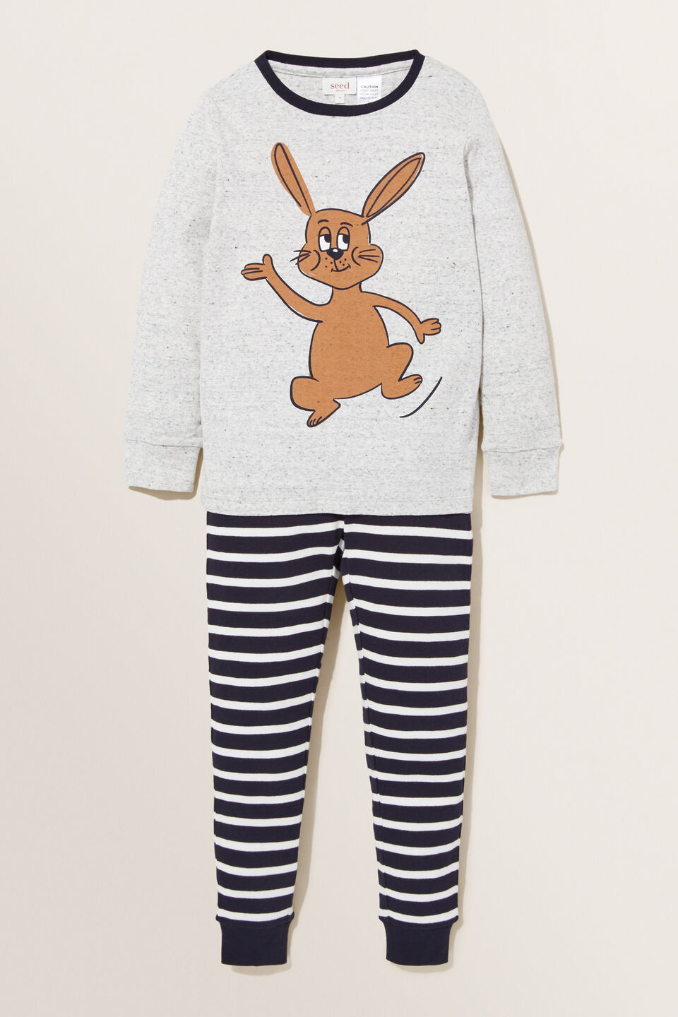 Bunny Stripe Long Sleeve Pyjamas  Cloudy Marle