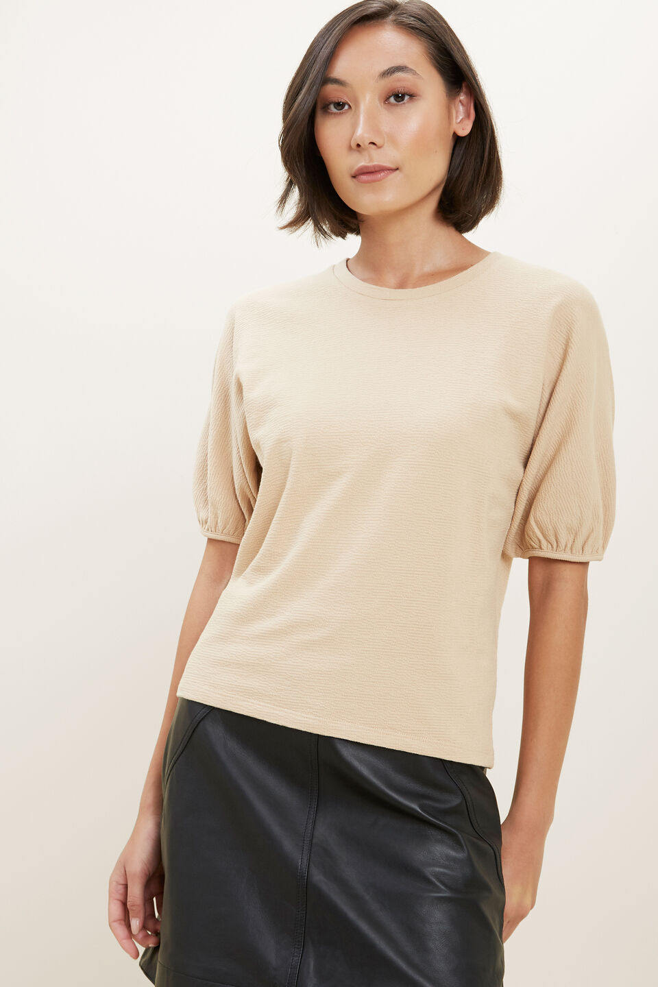 Crepe Jersey Top  Champagne Beige