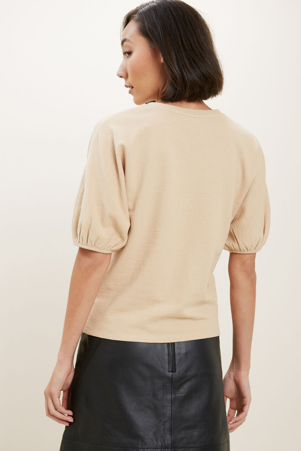Crepe Jersey Top  Champagne Beige