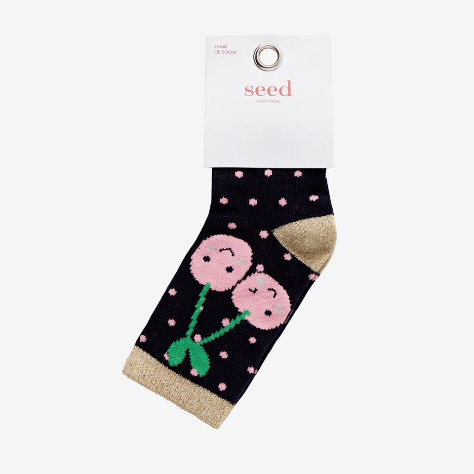 Cherry Pom Pom Socks  