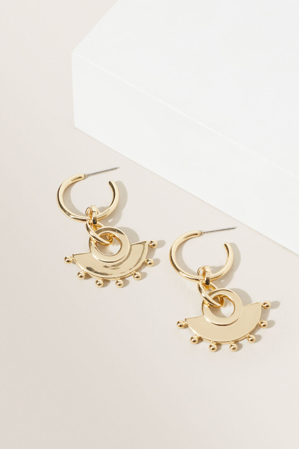Studded Half Moon Earrings  Gold