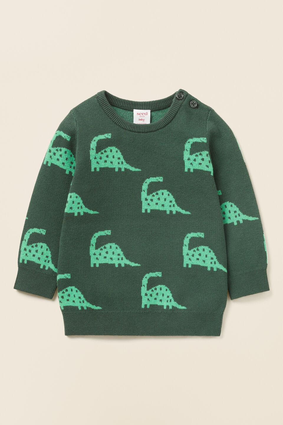 Dinosaur Jacquard Sweater  Pine Green