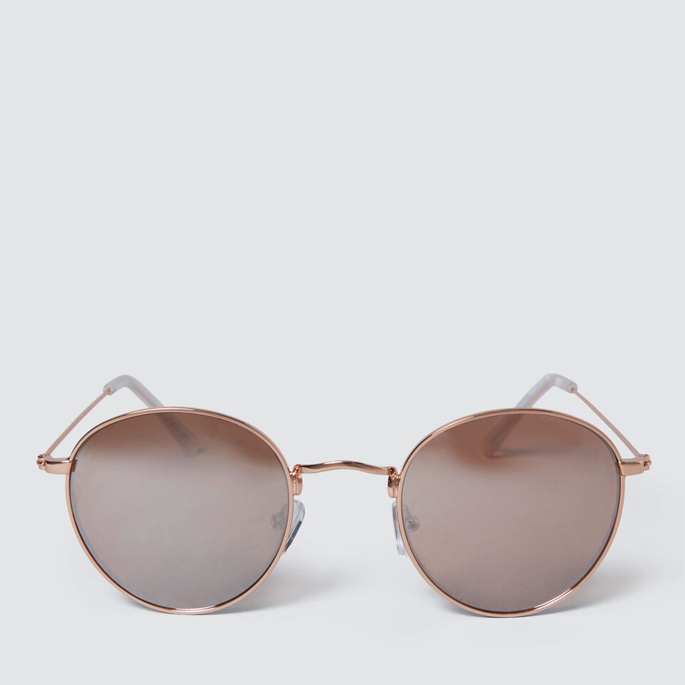 Rose Gold Metal Round Sunglasses  