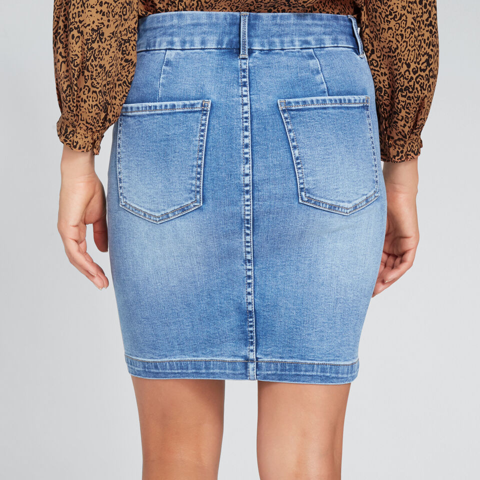 Side Stitch Denim Skirt  