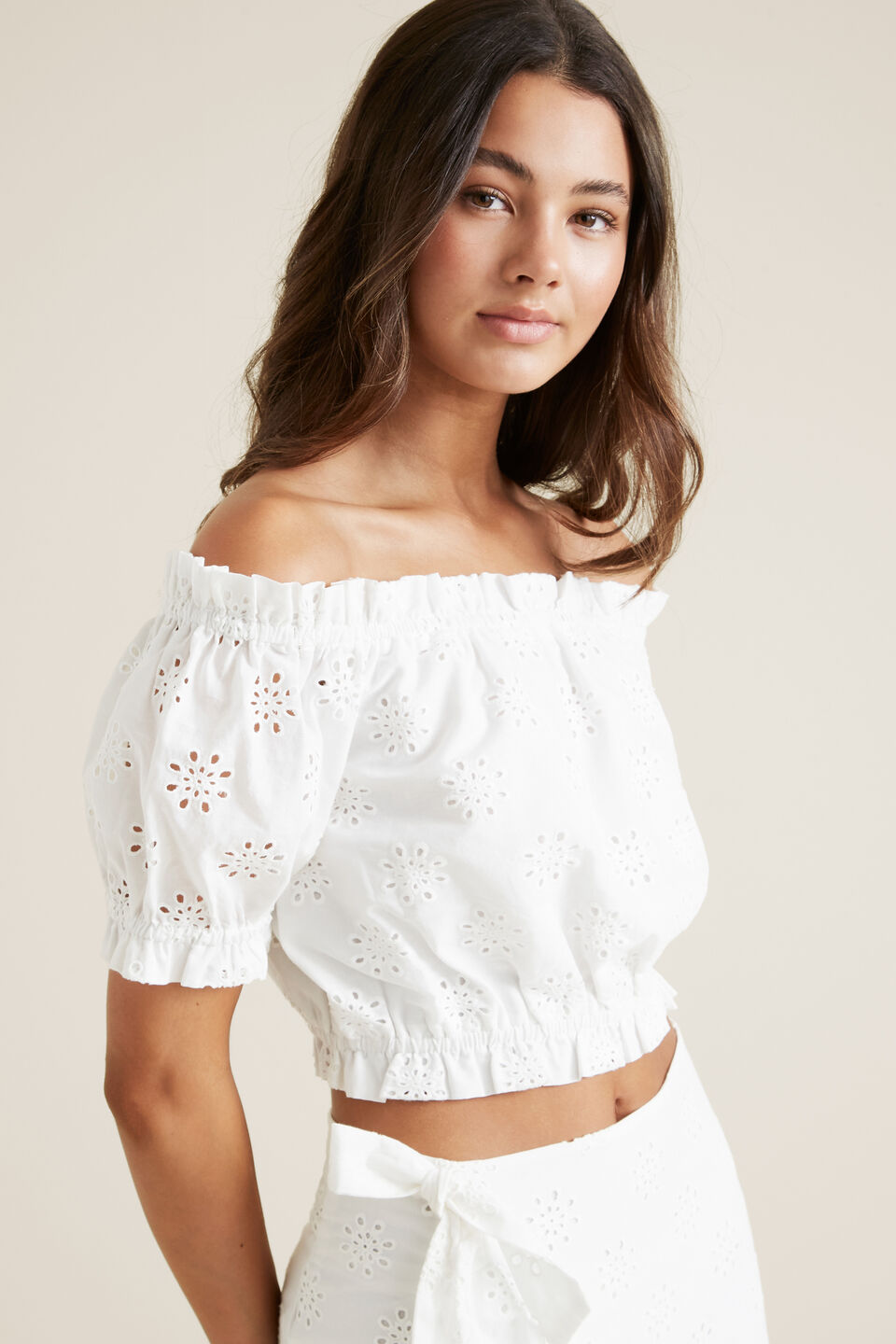 Cutwork Top  Chalk