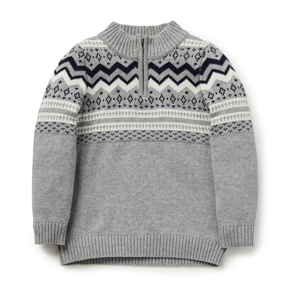 Fair Isle Zip Sweater  