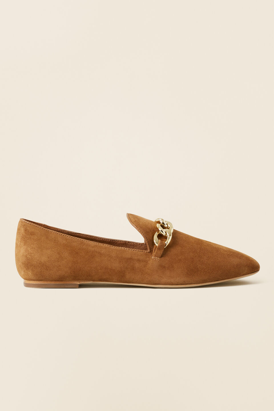 Hallie Leather Chain Loafer  Cognac