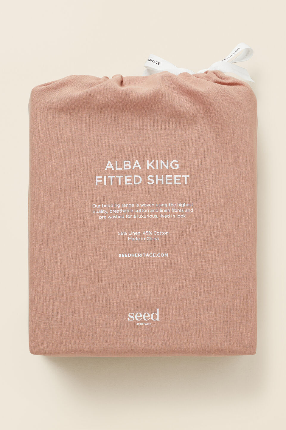 Alba King Fitted Sheet  Chalk Pink