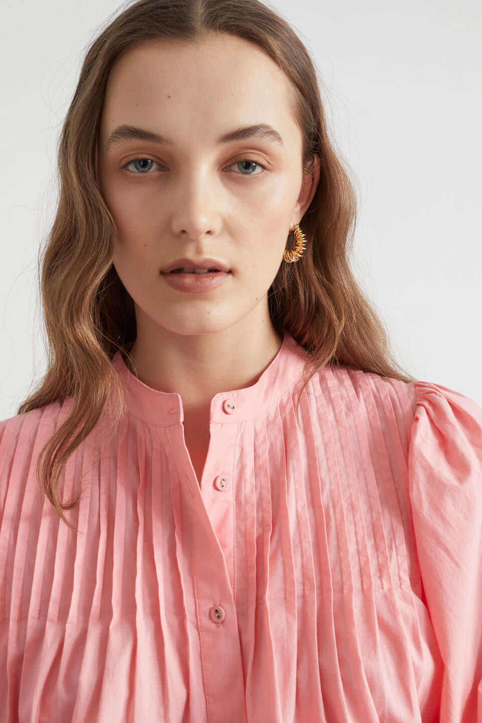 Voile Pintuck Blouse  Bubblegum Pink