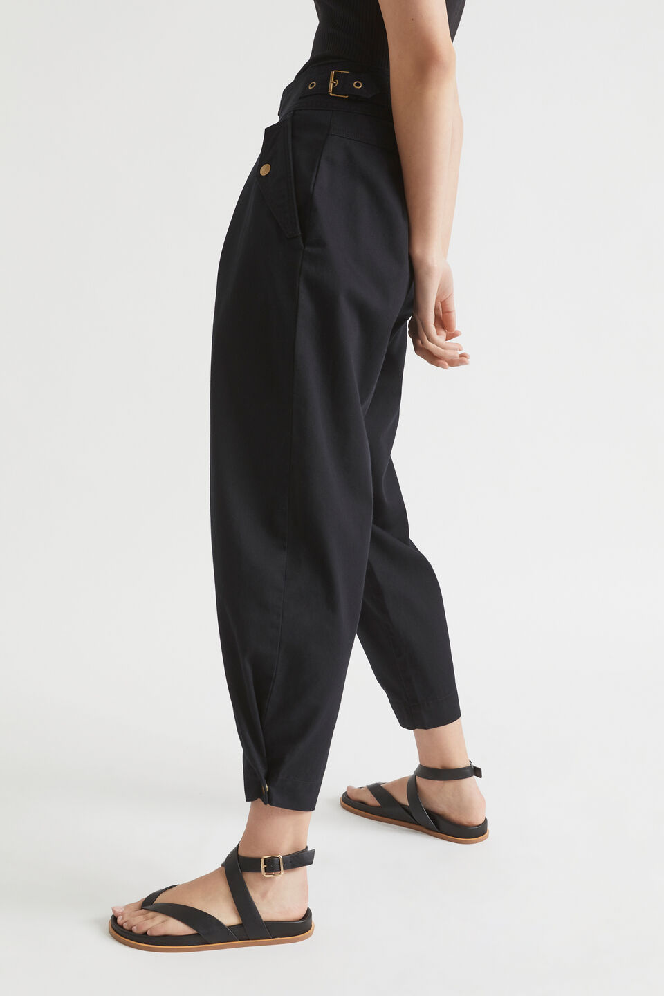 High Waist Buckle Pant  Black