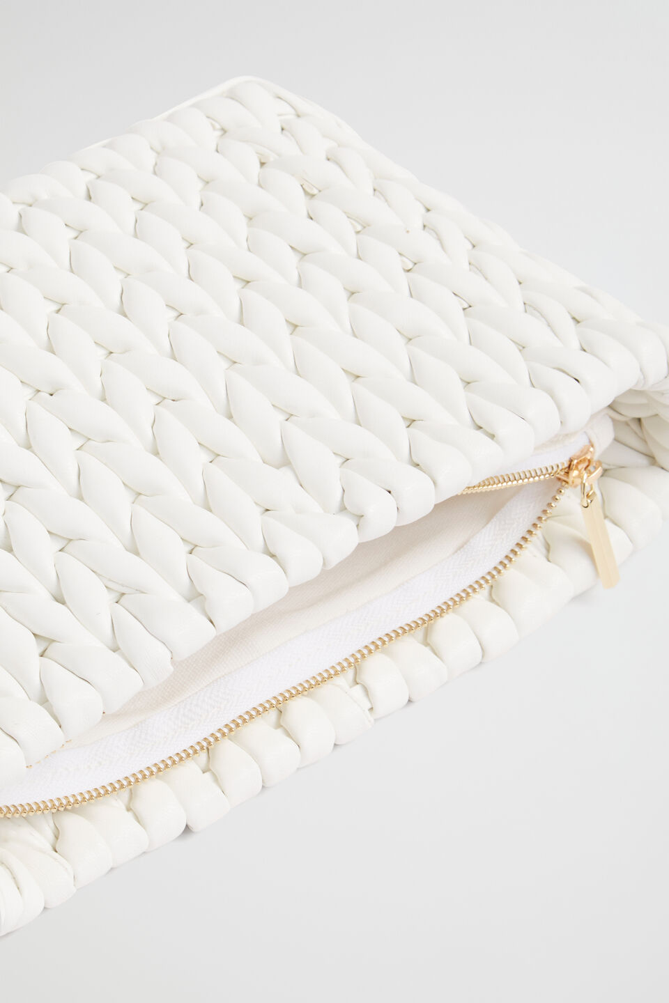 Plait Detail Clutch  White